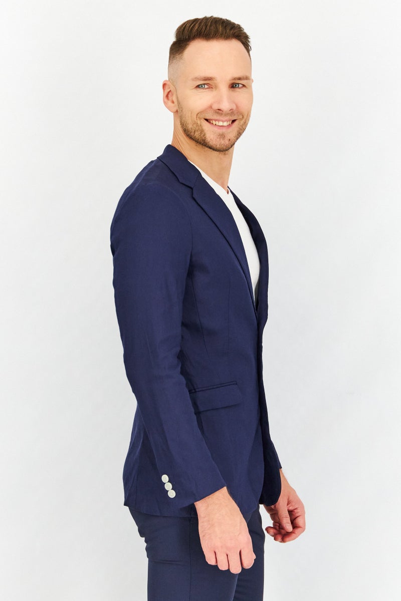 SELECTED Men Slim Fit Solid Formal Blazer, Navy - Image 2