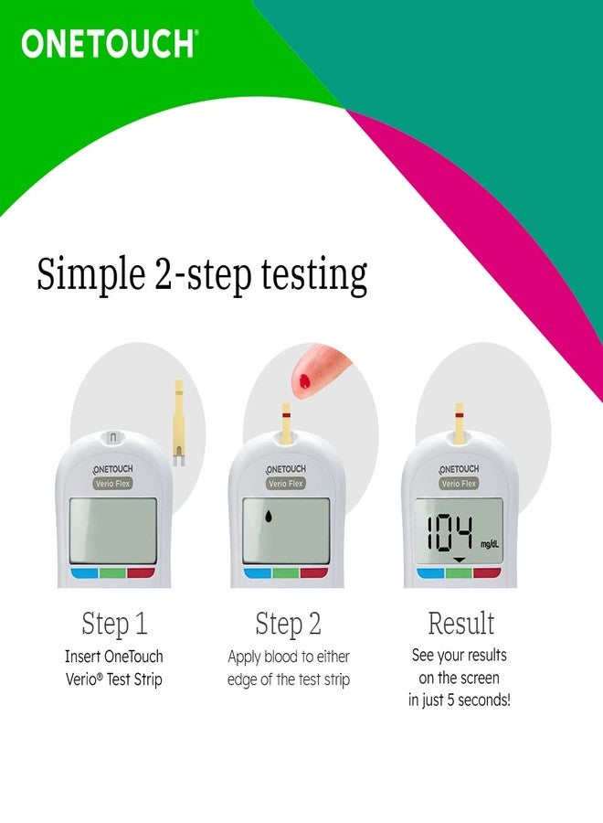 OneTouch Verio Flex glucometer with 25 Test Strips & 25 additional lancets (total 35 sterile lancets) | Sync your results with OneTouch Reveal mobile app| Simple & accurate testing of blood sugar - Image 3