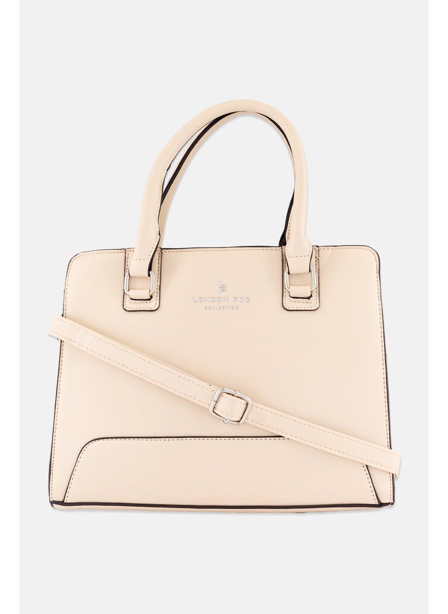 London Fog - Women Brand Logo Satchels Bag 30 L x 25 H x 11 W cm, Beige - Image 1