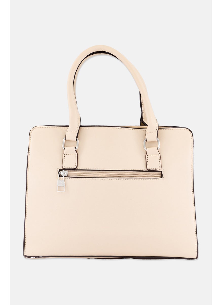 London Fog - Women Brand Logo Satchels Bag 30 L x 25 H x 11 W cm, Beige - Image 1