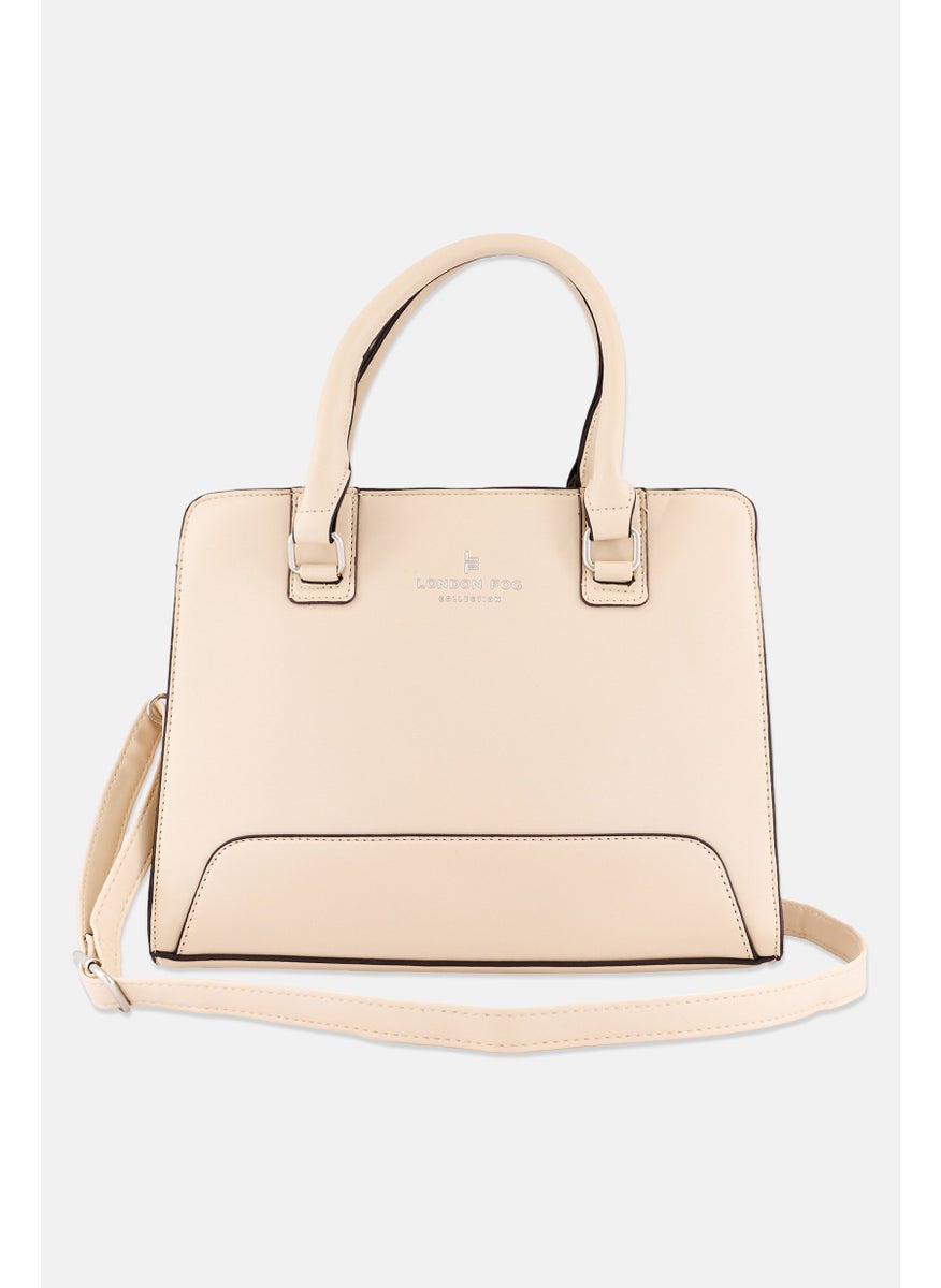London Fog - Women Brand Logo Satchels Bag 30 L x 25 H x 11 W cm, Beige - Image 1