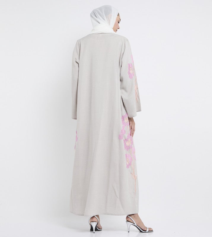 ROZA Beige embroidered abaya - Image 5