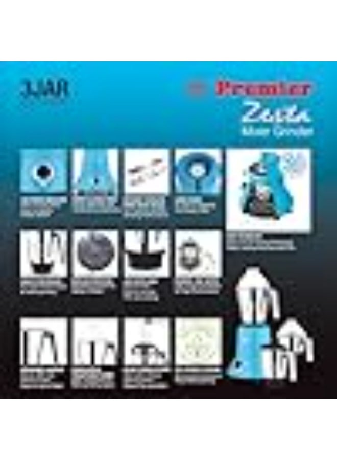 Premier Zesta Mixer Grinder 230V/750W - MG5150 (AQUA BLUE) - Image 3