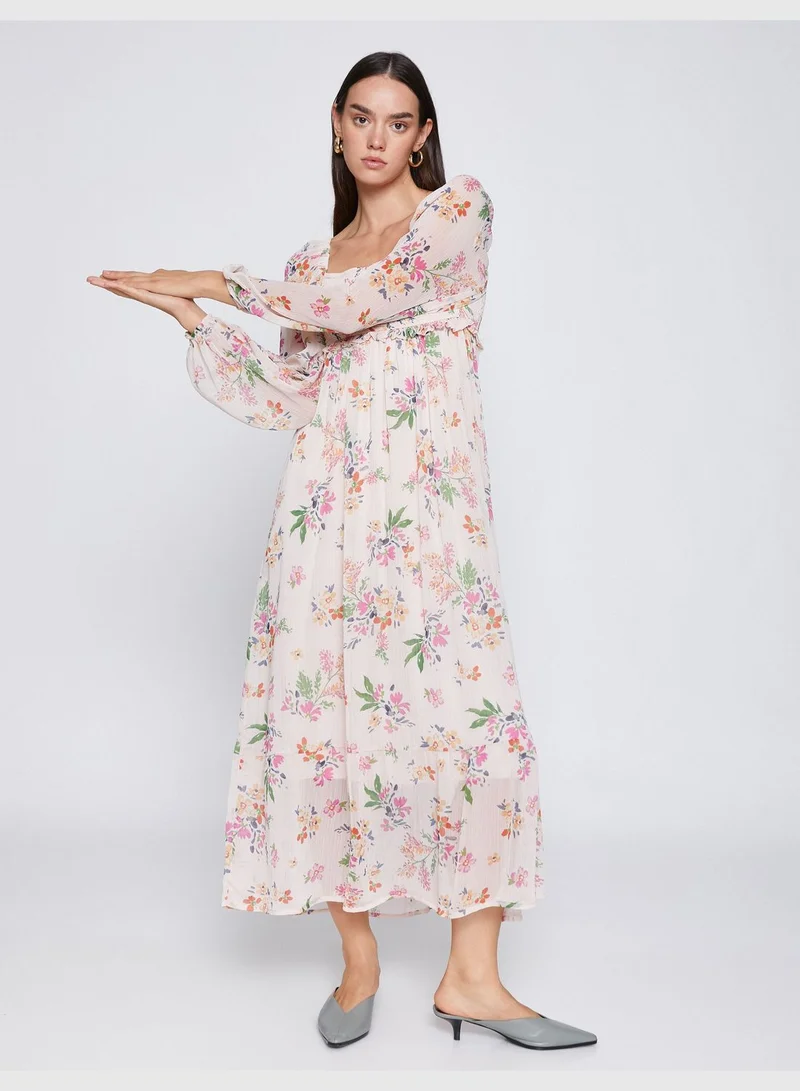 KOTON Chiffon Floral Dress Gimped