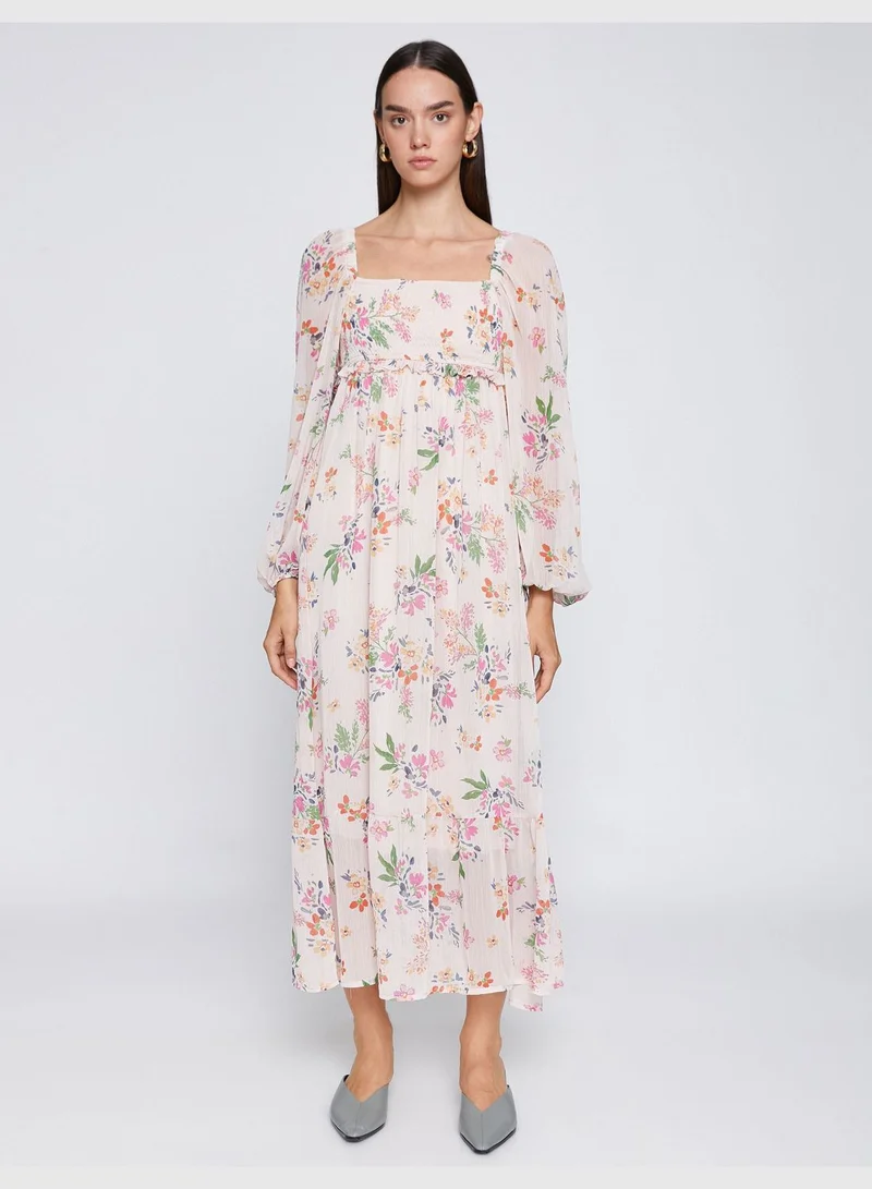 KOTON Chiffon Floral Dress Gimped