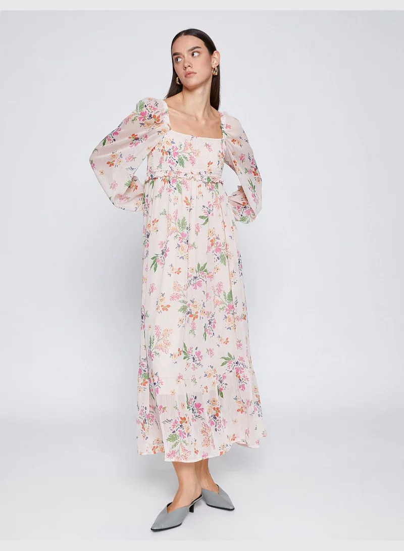 KOTON Chiffon Floral Dress Gimped