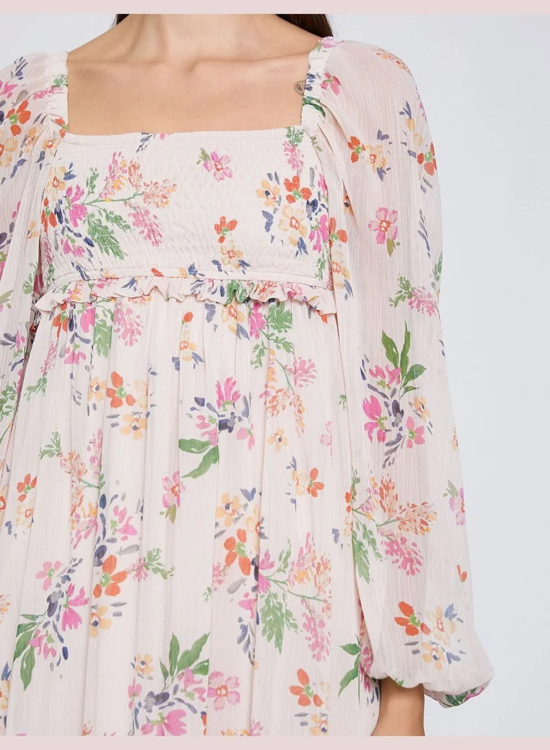 KOTON Chiffon Floral Dress Gimped