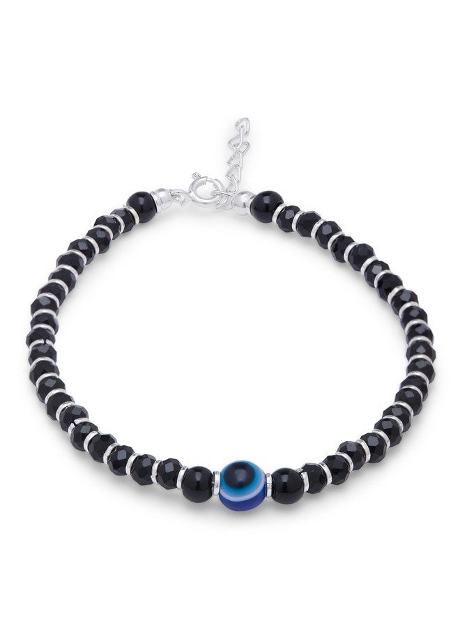 ZAVYA 925 Sterling Silver Designer Evil Eye Rhodium Plated Adjustable Beaded Bracelet | Gift for Women & Girls | With Certificate of Authenticity & 925 Hallmark - Image 1