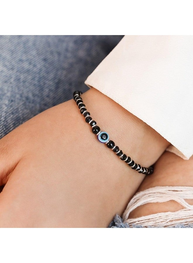 ZAVYA 925 Sterling Silver Designer Evil Eye Rhodium Plated Adjustable Beaded Bracelet | Gift for Women & Girls | With Certificate of Authenticity & 925 Hallmark - Image 3