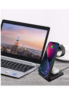 XICEN محطة شحن لاسلكية 3 في 1، قاعدة شحن سريعة لشاحن Qi متوافق مع iPhone 13/12/11 ProMax/X/XR/XS Max/8 Plus iPhone Watch Series 7/SE/6/5/4/3/2  - Image 3