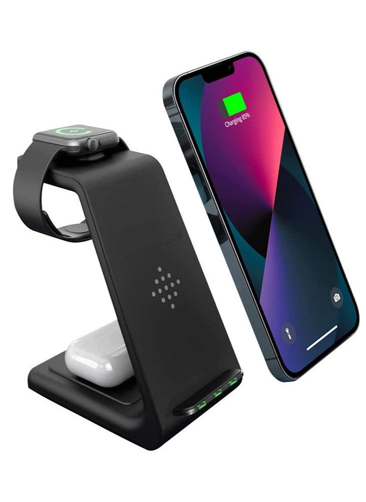 XICEN - 3 in 1 Wireless Charger Station Fast Dock For Qi Charger Compatible  for iPhone 13/12/11 ProMax/X/XR/XS Max/8 Plus iPhone Watch Series 7/SE/6/5/4/3/2 - Image 1