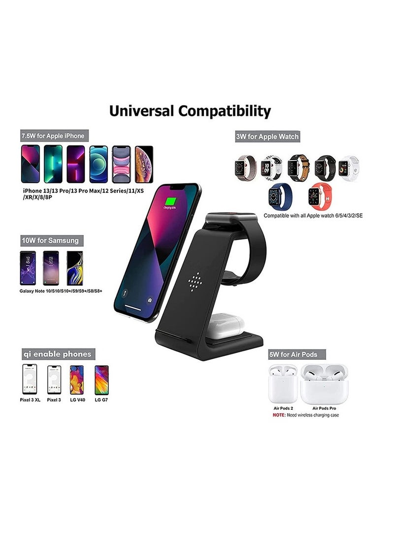 XICEN - 3 in 1 Wireless Charger Station Fast Dock For Qi Charger Compatible  for iPhone 13/12/11 ProMax/X/XR/XS Max/8 Plus iPhone Watch Series 7/SE/6/5/4/3/2 - Image 1