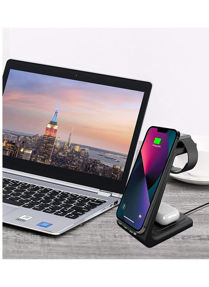 XICEN - 3 in 1 Wireless Charger Station Fast Dock For Qi Charger Compatible  for iPhone 13/12/11 ProMax/X/XR/XS Max/8 Plus iPhone Watch Series 7/SE/6/5/4/3/2 - Image 1