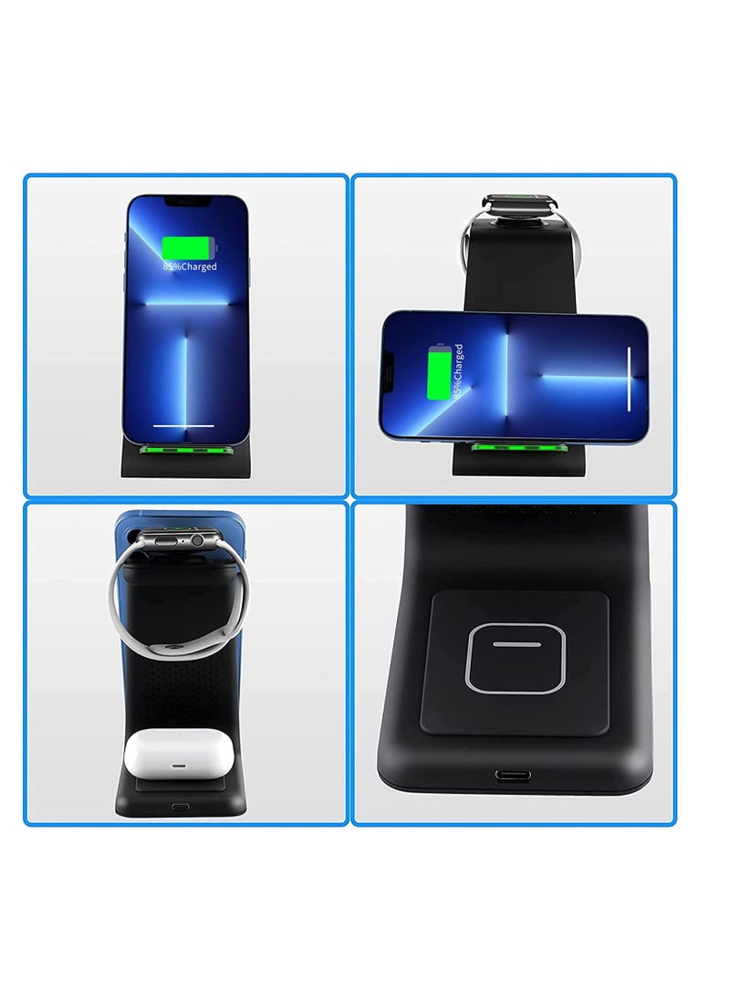XICEN - 3 in 1 Wireless Charger Station Fast Dock For Qi Charger Compatible  for iPhone 13/12/11 ProMax/X/XR/XS Max/8 Plus iPhone Watch Series 7/SE/6/5/4/3/2 - Image 1