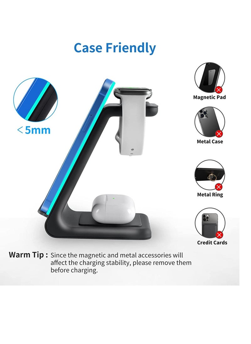 XICEN - 3 in 1 Wireless Charger Station Fast Dock For Qi Charger Compatible  for iPhone 13/12/11 ProMax/X/XR/XS Max/8 Plus iPhone Watch Series 7/SE/6/5/4/3/2 - Image 1