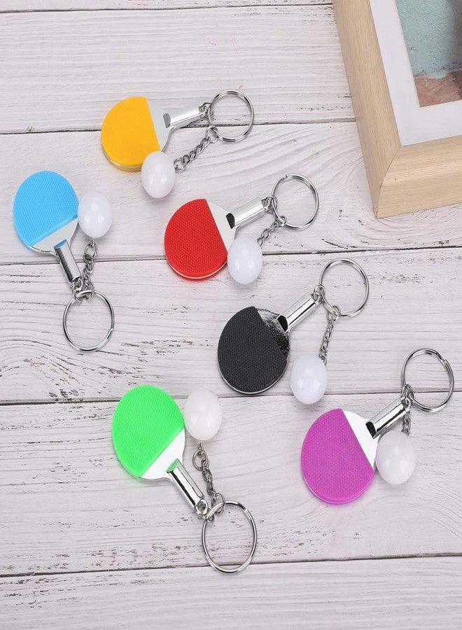 Moofey 6 PCS Mini Bag Keychain, Table Tennis Keychain, Mini Keyrings with Table Tennis Racket Sports Keyring for Bags Backpack - Image 3