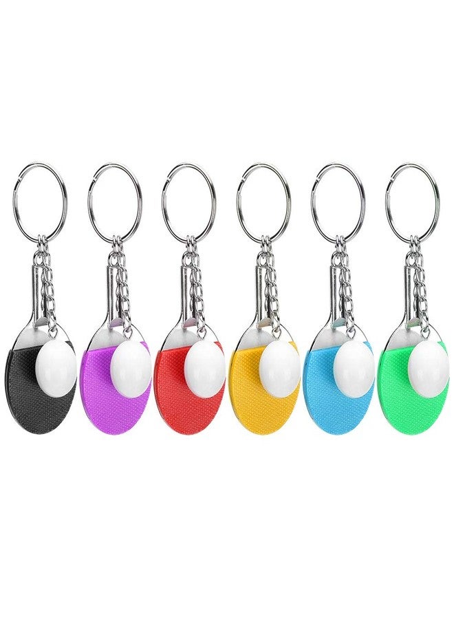 Moofey 6 PCS Mini Bag Keychain, Table Tennis Keychain, Mini Keyrings with Table Tennis Racket Sports Keyring for Bags Backpack - Image 1