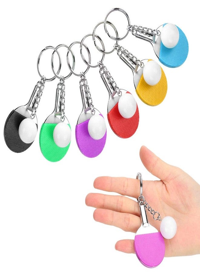 Moofey 6 PCS Mini Bag Keychain, Table Tennis Keychain, Mini Keyrings with Table Tennis Racket Sports Keyring for Bags Backpack - Image 4