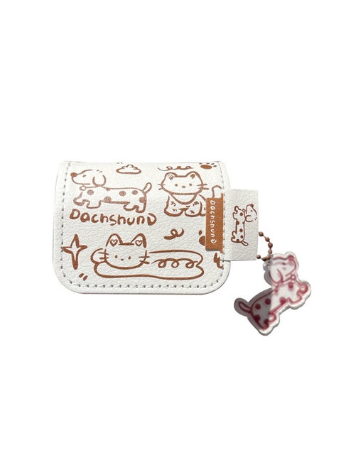 Suitable For HuaweiFreeClip Headphone Set Cartoon Full Cover Leather Pattern Soft Case For Huawei6i/SE2 Wireless Bluetooth Pendant-Color:All-inclusive Leather Pattern + Pendant-beige Cat-Model:Universal For HuaweiFreebuds Pro3/pro4 (protective Case)
