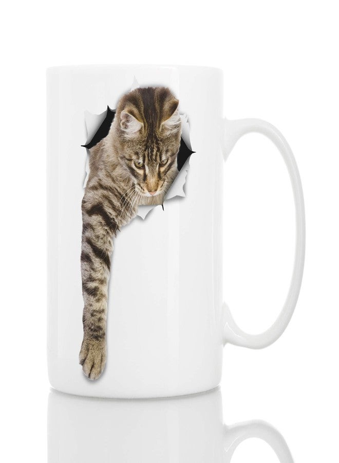 Winston Bear Winston & Bear Cute Reaching Tabby Cat Mug - Ceramic Coffee Mug Gift for Cat Lovers - Perfect Birthday or Christmas, Father's or Mother's Day Gift(11oz) - Image 1