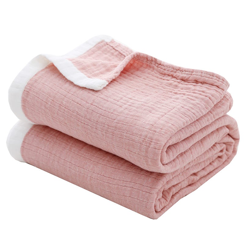 SE SOFTEXLY Cotton Throw Blankets 4Layer Muslin Blanket for CouchBedLight Comfortable Breathable Gauze Blanket All SeasonMuslin Blanket for Adults King Size Blanket90x102Coral Pink