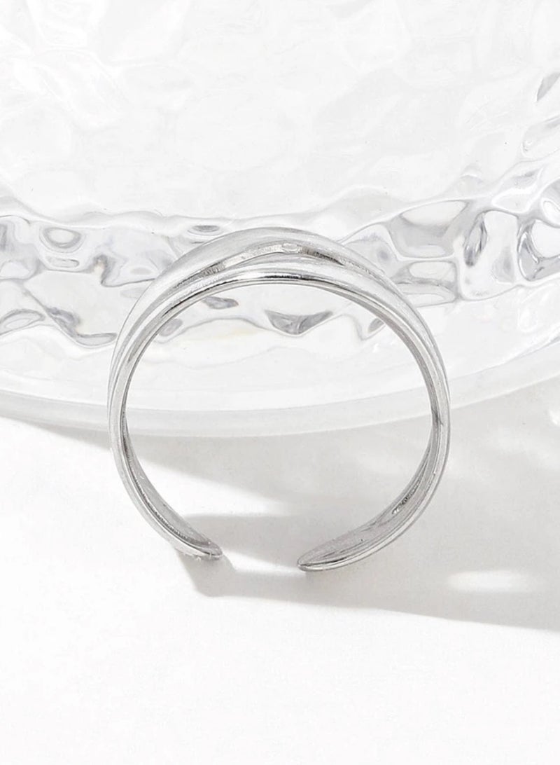 نونز أب خاتم نسائي أنيق من الاستانلس ستيل باللون الفضي بمقاس موحد - Image 3