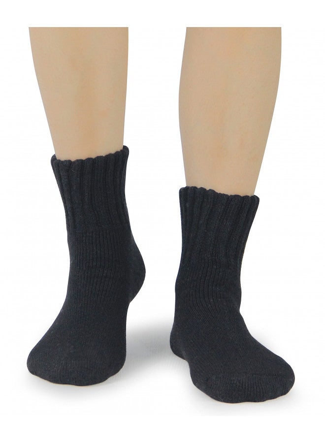 BenSorts Women Warm Solid Socks Ladies Thick Warm Cozy Crew Socks for Female Black Beige Gray 3 Pairs Pack - Image 4
