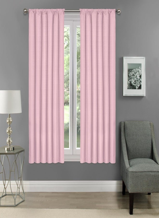 Eclipse Kendall Modern Blackout Thermal Rod Pocket Window Curtain, Insulating & Noise Reducing Curtains for Bedroom or Living Room (1 Panel), 63 in Long x 42 in Wide, Soft Pink - Image 1