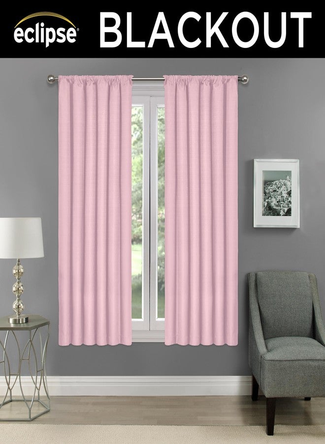 Eclipse Kendall Modern Blackout Thermal Rod Pocket Window Curtain, Insulating & Noise Reducing Curtains for Bedroom or Living Room (1 Panel), 63 in Long x 42 in Wide, Soft Pink - Image 2