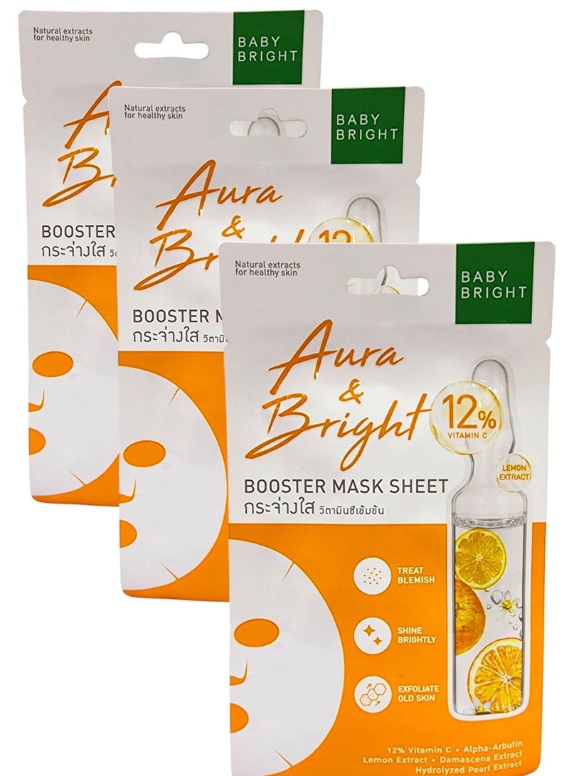 Baby Bright Aura & Briyht  Booster Mask Sheet 20 g 3 Pieces - Image 1