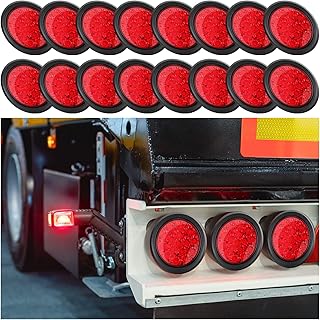Funtery 16 Pcs 4 Inch Round 16 LED Trailer Tail Lights LED Stop Light Reverse Lights Turn Tail Light IP67 Brake Tail - Image 1