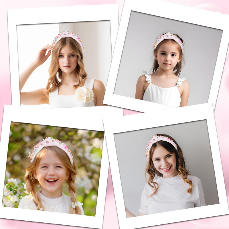 KINYFY Valentineâ€™s Day Headband, Love Heart XOXO Headband for Women, Valentine Rhinestone Crystal Knotted Wide Hairband for Birthday, Engagement, Anniversary Hair Accessories (White) - Image 4