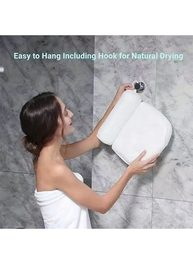 White Bathtub Anti Slip Pillow with Suction Cups Neck and Back Support Bathroom Accessories - Image 3