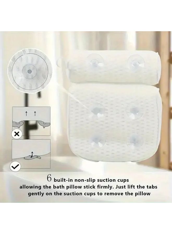 White Bathtub Anti Slip Pillow with Suction Cups Neck and Back Support Bathroom Accessories - Image 5