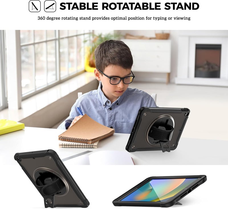 Procases Compatible For Ipad 10.2 Case Ipad 9Th 8Th 7Th Generation 2021/2020/2019 Case, Heavy Duty Shockproof Rugged Case 360 Degree Rotatable Kickstand Protective Cover Case –Black - Image 5