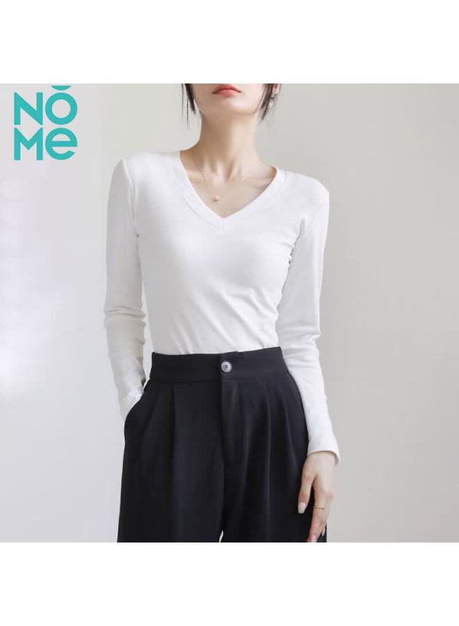 Nomev Women's Slim Fit Long Sleeve T-shirt Black L - Image 1