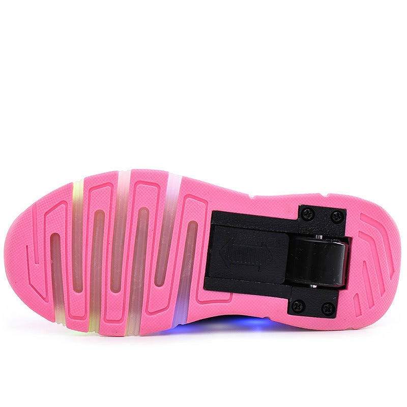 Mesh Lightweight Shoes Single Wheel Automatic Roller Skates Skates Led Vibrating Luminous Shoes - Image 3