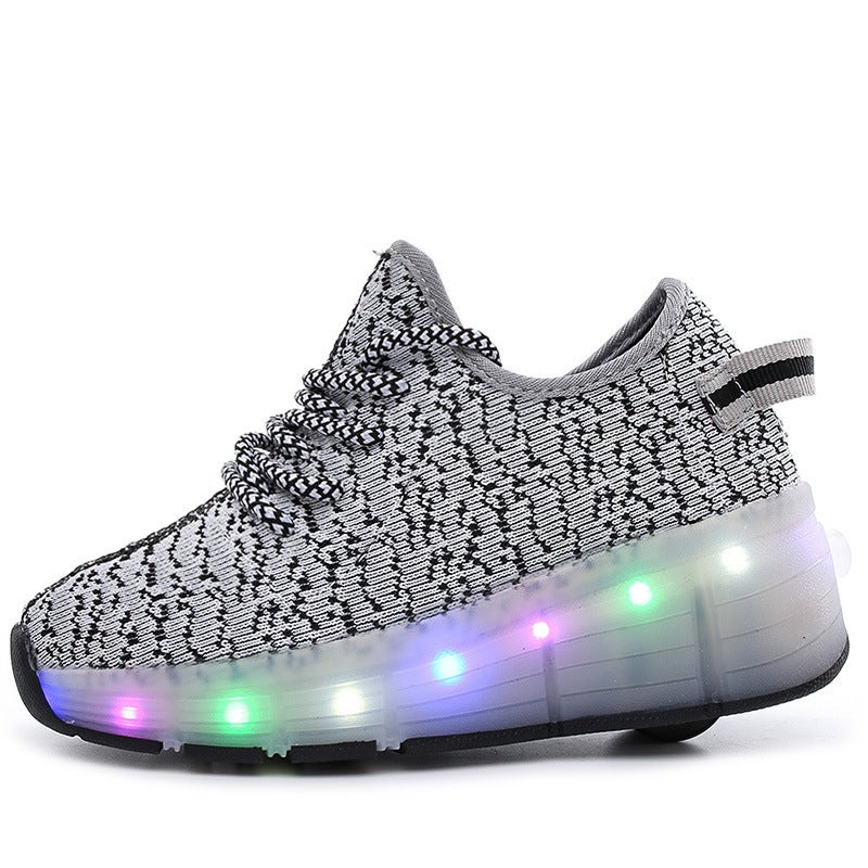 Mesh Lightweight Shoes Single Wheel Automatic Roller Skates Skates Led Vibrating Luminous Shoes - Image 1