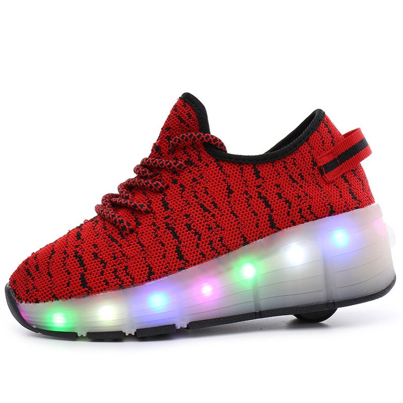 Mesh Lightweight Shoes Single Wheel Automatic Roller Skates Skates Led Vibrating Luminous Shoes - Image 4