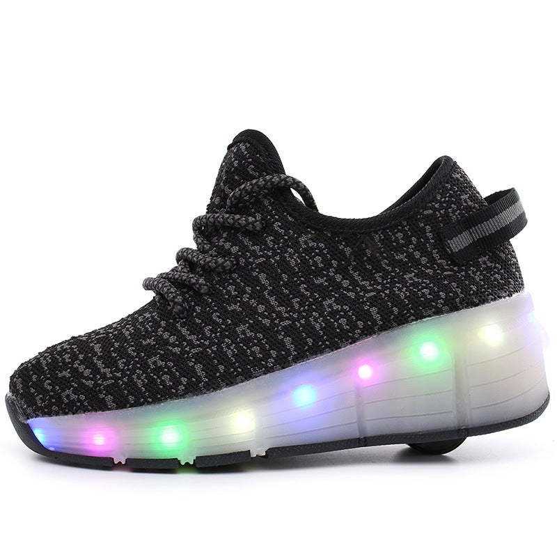 Mesh Lightweight Shoes Single Wheel Automatic Roller Skates Skates Led Vibrating Luminous Shoes - Image 5