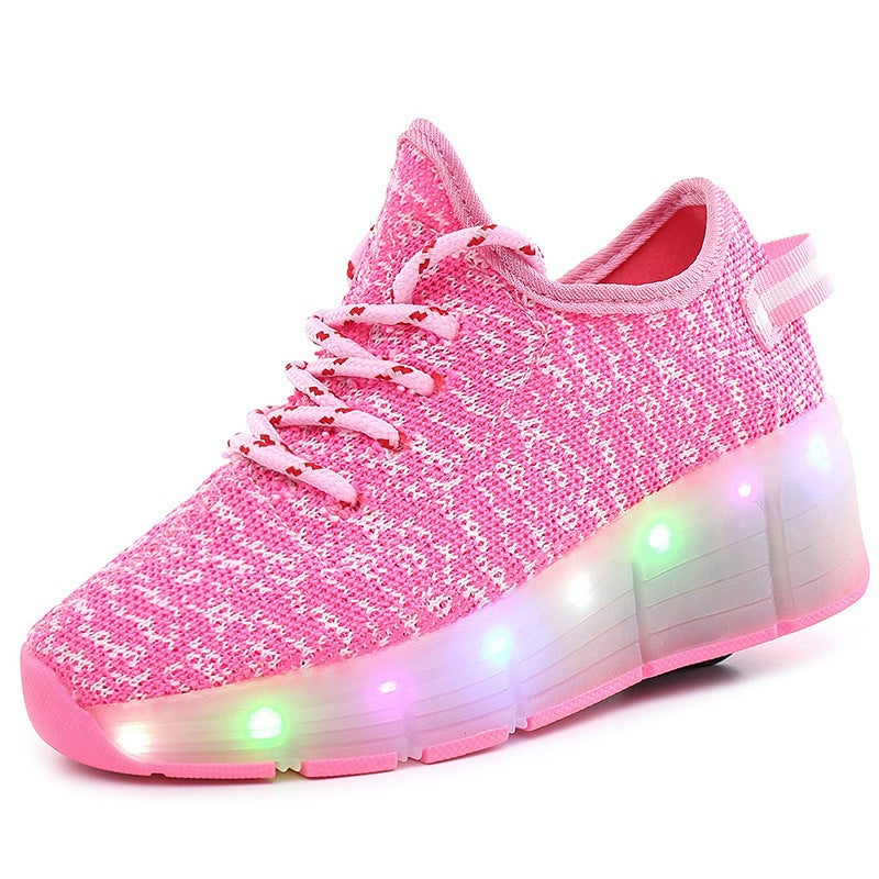 Mesh Lightweight Shoes Single Wheel Automatic Roller Skates Skates Led Vibrating Luminous Shoes - Image 2