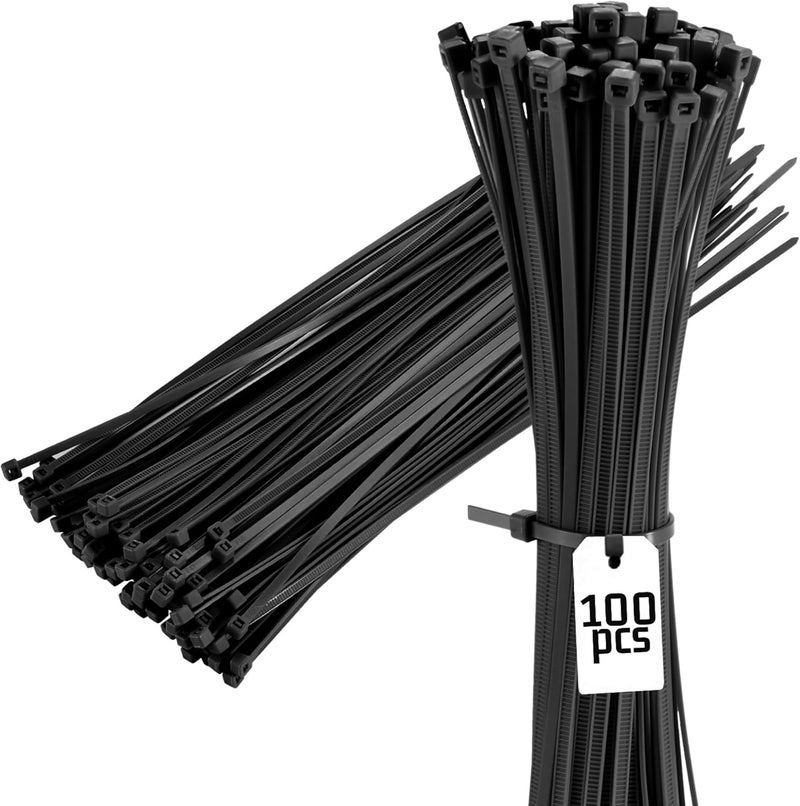 Bolt Dropper 15" Black Zip Cable Ties (100 Pack), 120lbs Tensile Strength - Heavy Duty, Self-Locking Premium Nylon Cable Wire Ties for Indoor and Outdoor by Bolt Dropper (Black) - Image 1