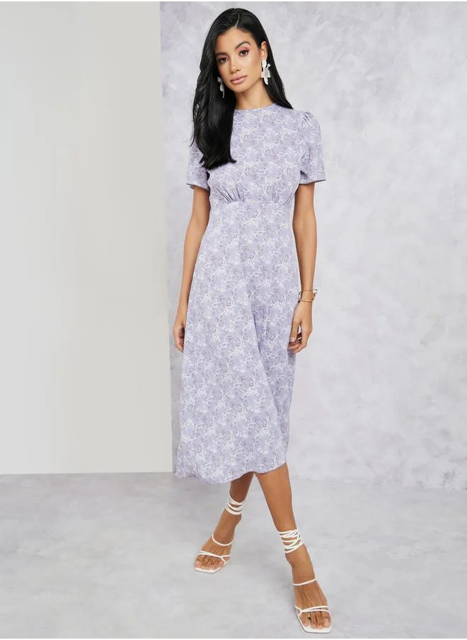 Styli All Over Print A-Line Midi Dress