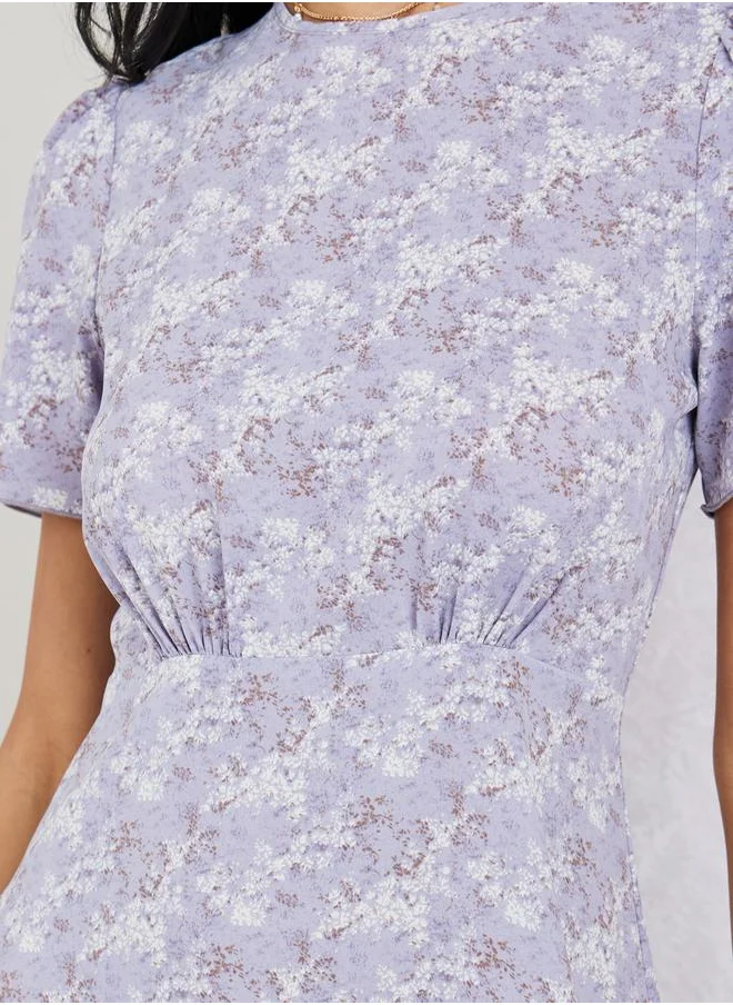Styli All Over Print A-Line Midi Dress
