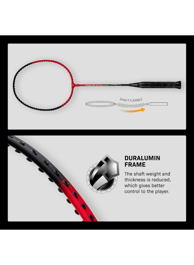 HUNDRED Powertek 100 Badminton Racket Set – 2 Pack, Factory-Strung Aluminum Head‑Heavy Frame, Includes Full Cover, 115 g, Ideal for Beginners & Recreational Play - Image 3