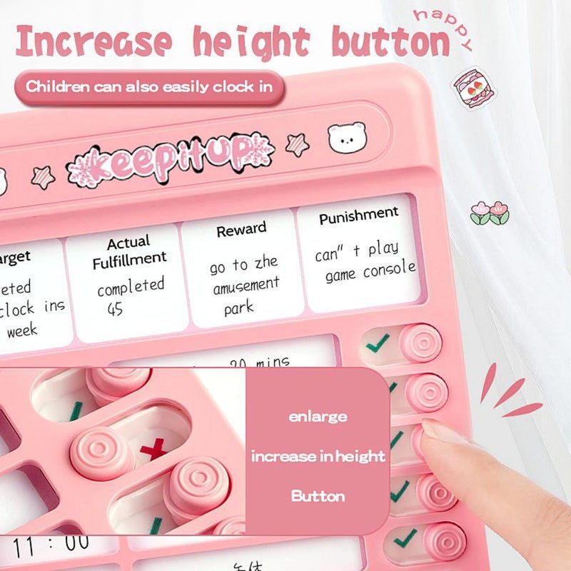 Parshya Daily Routine Visual Schedule Board | Children's Self-Discipline & Time Management Tracker | Habit Building Punch Card Chore Chart with Stand | 15 Cardboard Sheets Included (Pink) - Image 4