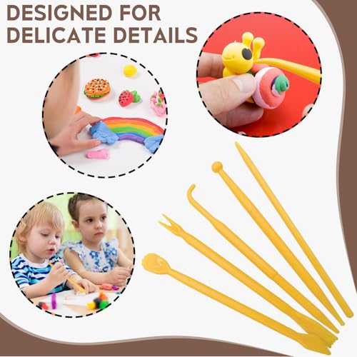 FJCTER Clay Tools, 18pcs DIY Plastic Pottery Tool Kit for Polymer, Modeling, Air Dry Clay, Sculpting Tools Dotting Ball Stylus Pen for Embossing, Fondant, Crafts, Styling, for Kids and Beginners - Image 4