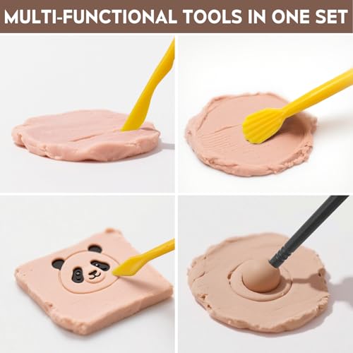 FJCTER Clay Tools, 18pcs DIY Plastic Pottery Tool Kit for Polymer, Modeling, Air Dry Clay, Sculpting Tools Dotting Ball Stylus Pen for Embossing, Fondant, Crafts, Styling, for Kids and Beginners - Image 5