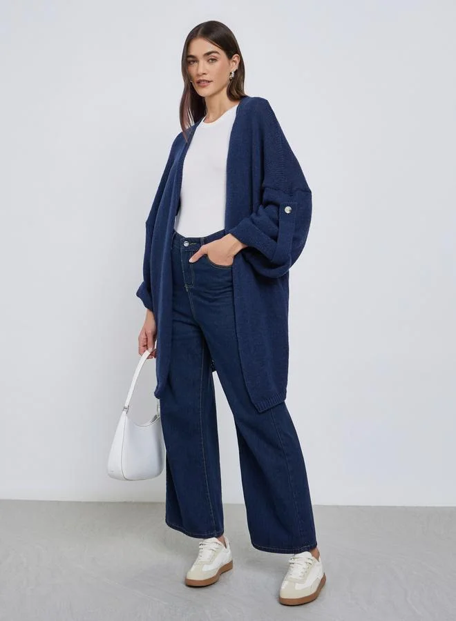 ستايلي كارديغان طويل بخيوط ناعمة – كحلي