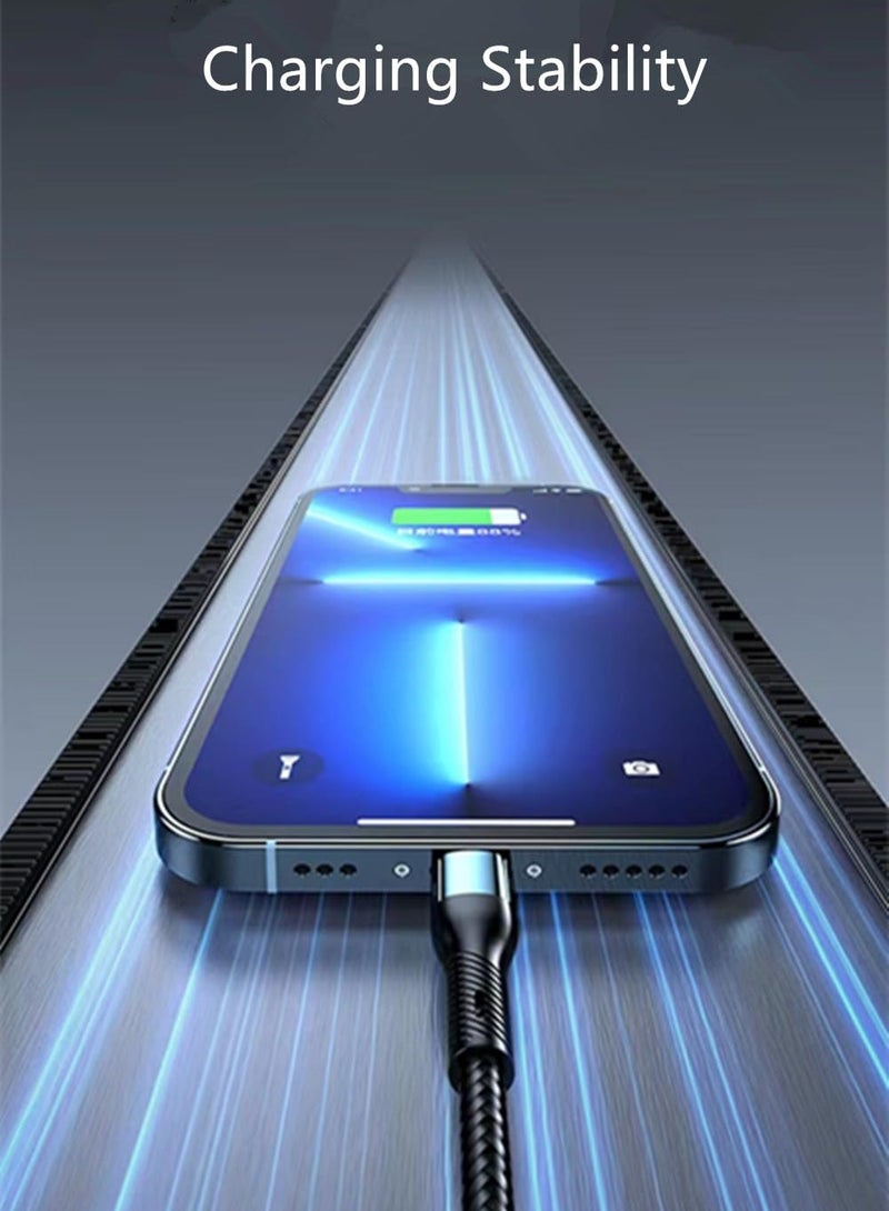 كبل شحن USB متعدد الاستخدامات 3 في 1 - شاحن سريع بقوة 120 واط للهواتف النقالة، كابل شاحن متعدد للهواتف النقالة والأجهزة اللوحية وغيرها.
